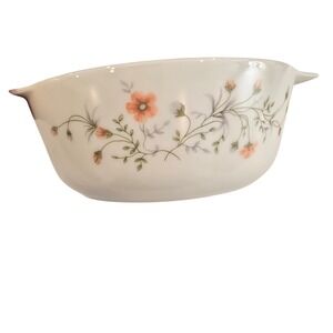 Pyrex England Wildflower Casserole Dish Vintage Milk Glass Floral Orange Green